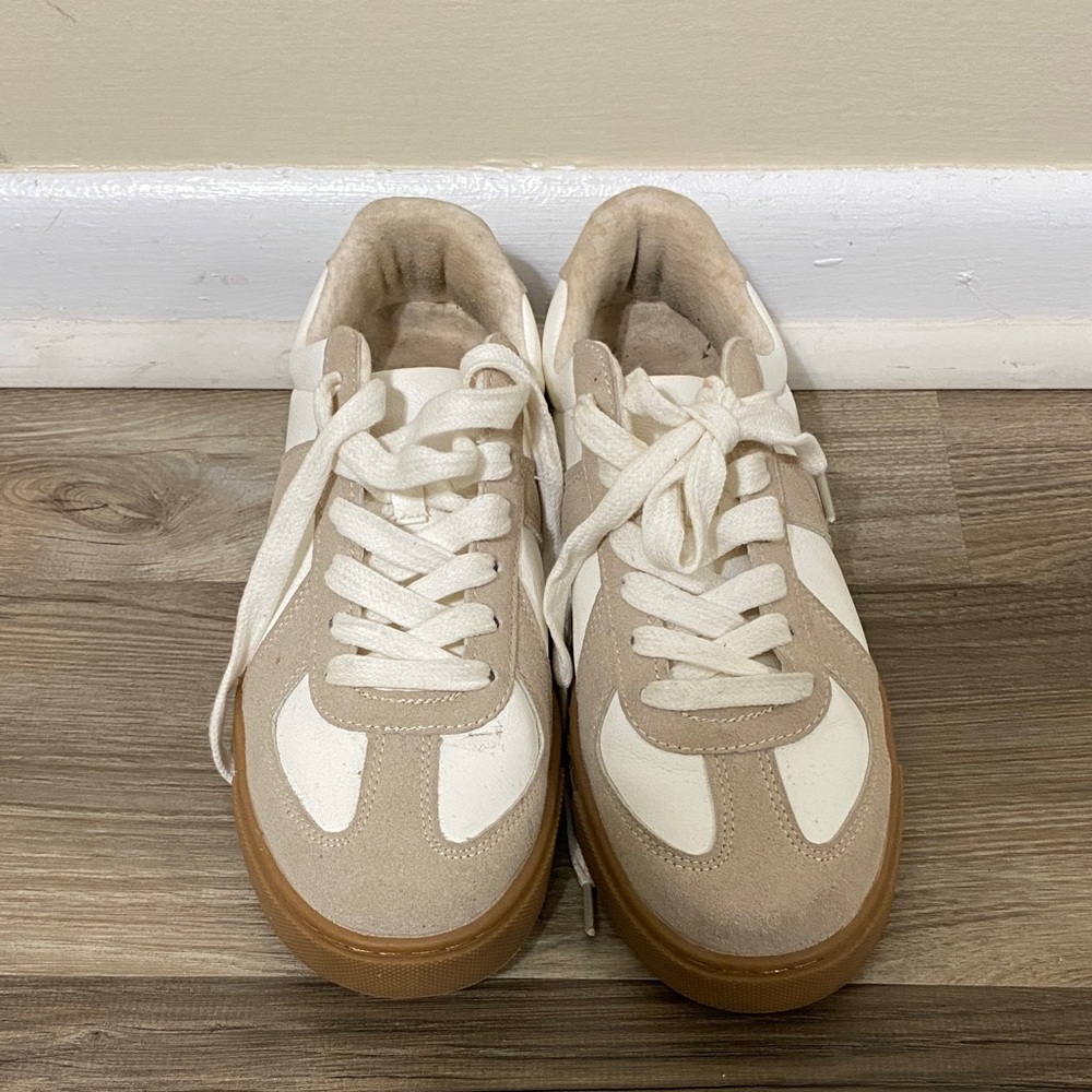 Sincerely Jules Beige and White Sneakers